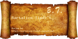 Bartalics Timót névjegykártya